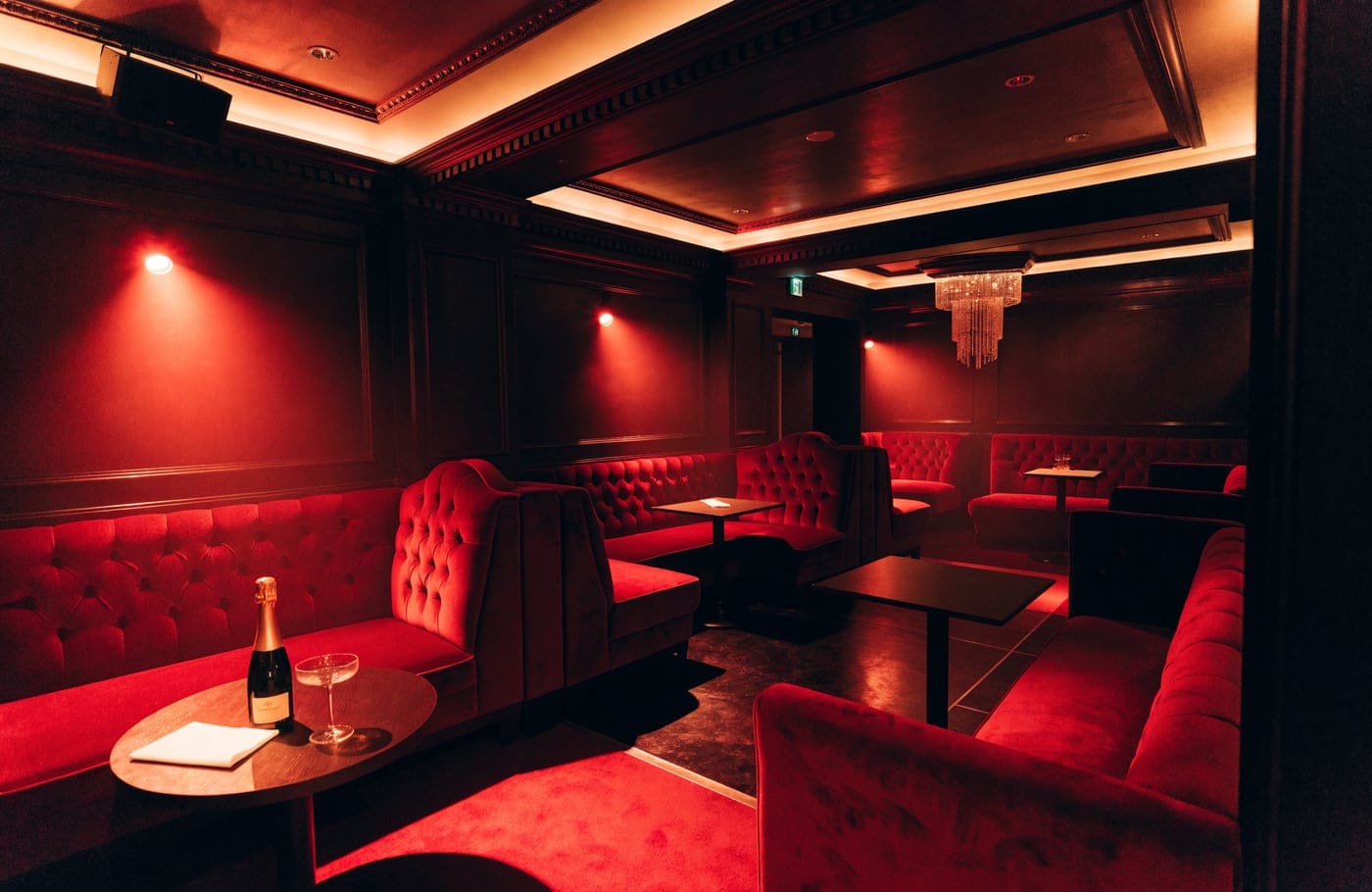 Rumour main room with its red velvet booths, 1 Dover Street, Mayfair, London